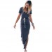 Personality Slender Waist Line maxi Women Dress Short sleeve tie waist pencil long dress casual slit freeship 14 days