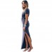 Personality Slender Waist Line maxi Women Dress Short sleeve tie waist pencil long dress casual slit freeship 14 days