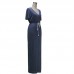 Personality Slender Waist Line maxi Women Dress Short sleeve tie waist pencil long dress casual slit freeship 14 days
