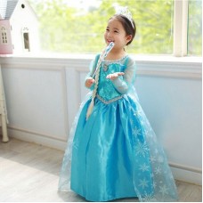 Dresses Girls Princess Anna Elsa Cosplay Costume Kid's Party Dress Kids Girls Clothes freeship 14 days