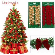 12PCS Pretty Bow Xmas Ornament Christmas Tree Decoration Festival Home New Year decor freeship 14 days