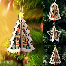 1PC New Christmas Tree Ornaments Xmas Tree Home Party Decor 3D Pendants Wooden Pendant freeship 14 days