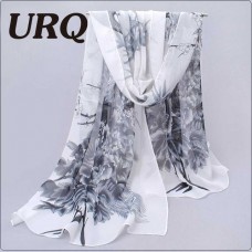 Long Chiffon Silk scarves Designer Woman Fashion New Design Peacock Flower print scarves P5A16280