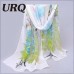 Long Chiffon Silk scarves Designer Woman Fashion New Design Peacock Flower print scarves P5A16280