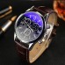 Fashion Faux Leather Mens Analog Quarts Watches Blue Ray Men Wrist Watch 2018 Mens Watches Top Brand Luxury Casual Watch Clock